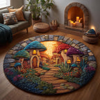 Mushroom (Design 21) Round Mat Rug - washable non-slip printed rug