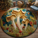 Mushroom (Design 20) Round Mat Rug - washable non-slip printed rug