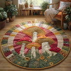Mushroom (Design 17) Round Mat Rug - washable non-slip printed rug