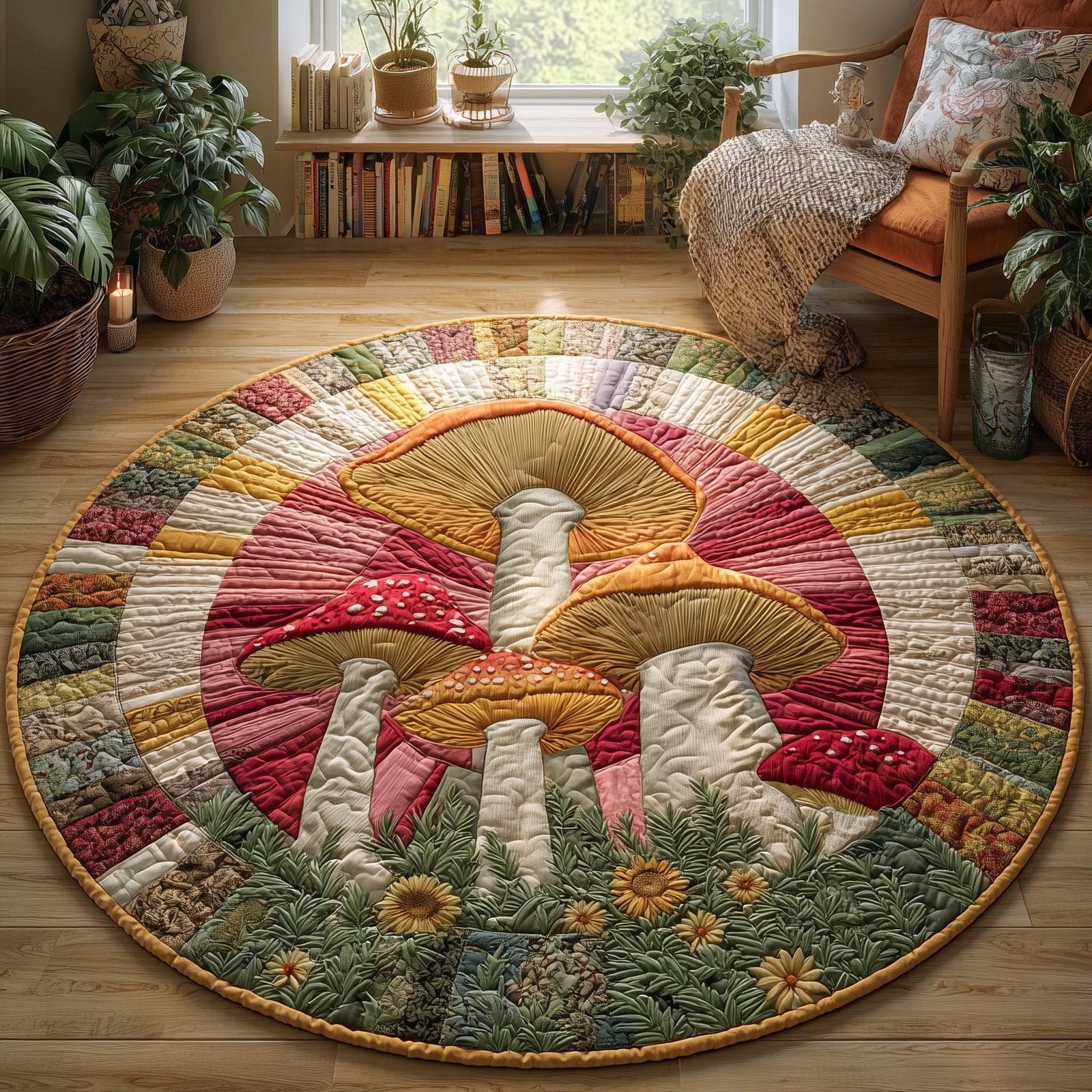 Mushroom Round Mat Rug - Nature Design | Serene Home Decor