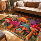Mushroom Rise area rug in a living room