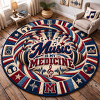 Music Is My Medicine Round Mat Rug - Nature Design | Nature Round Rug - washable non-slip printed rug
