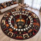 Music Is My Therapy Round Mat Rug - Nature Design | Serene Home Decor - washable non-slip printed rug