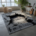 Music notes area rug in a living room