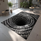 Music notes area rug in a living room