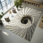 Music notes area rug in a living room