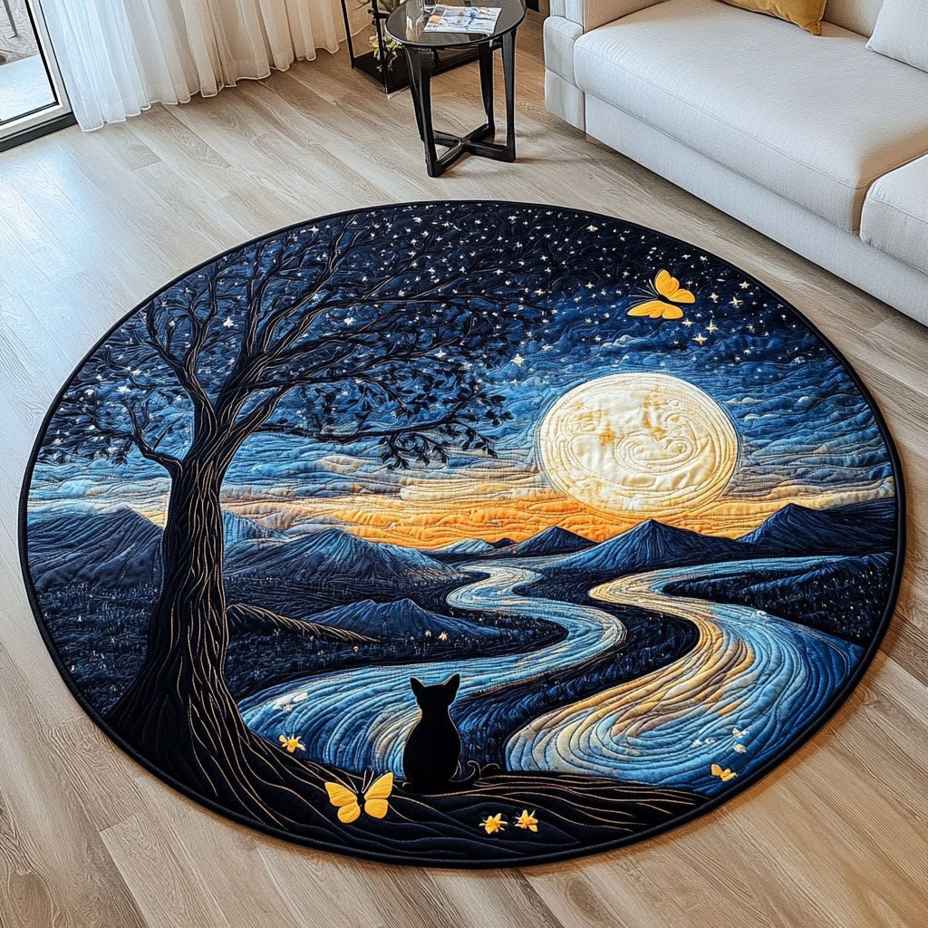 Mysterious Shadow Round Mat Rug - washable non-slip printed rug