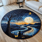 Mysterious Shadow Round Mat Rug - washable non-slip printed rug