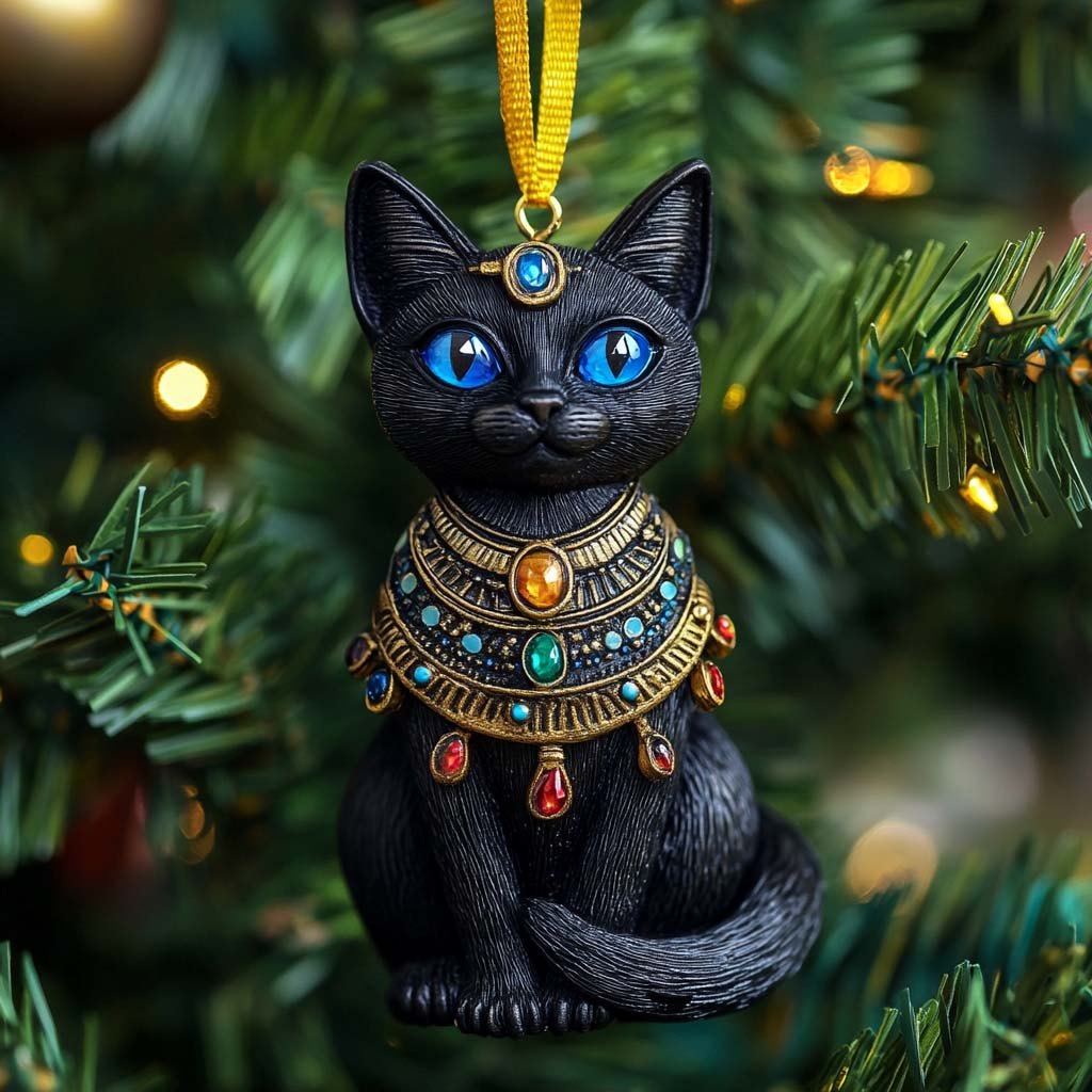 Jeweled Egyptian Cat Christmas Ornament