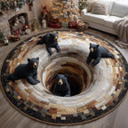 Mystic Bear Round Mat Rug - washable non-slip printed rug