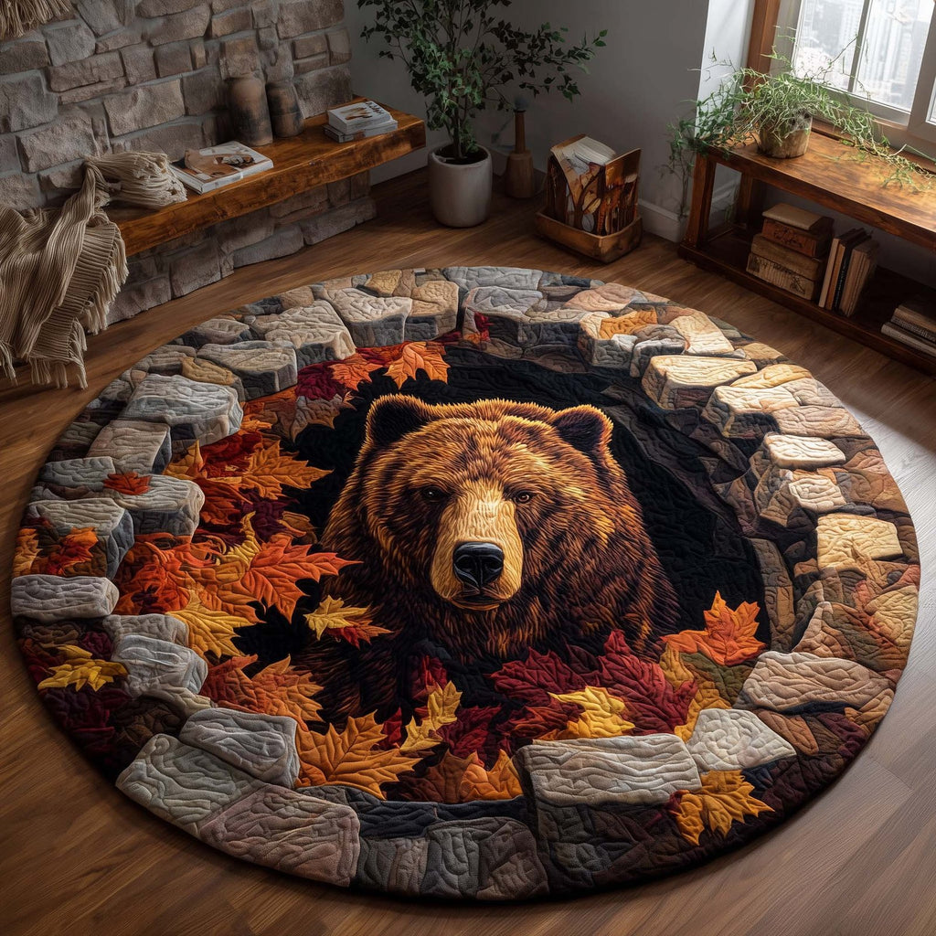 Mystic Bear Round Mat Rug - Cute Pet Design | Animal Printed Home Decor