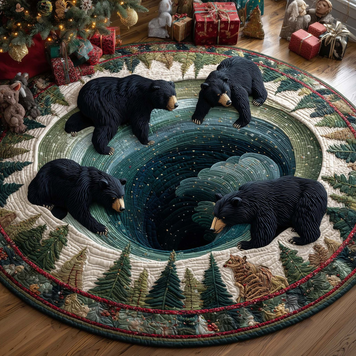 Mystic Bear Round Mat Rug - Cute Pet Design | Animal Printed Home Decor