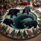 Mystic Bear Round Mat Rug - Cute Pet Design | Animal Printed Home Decor
