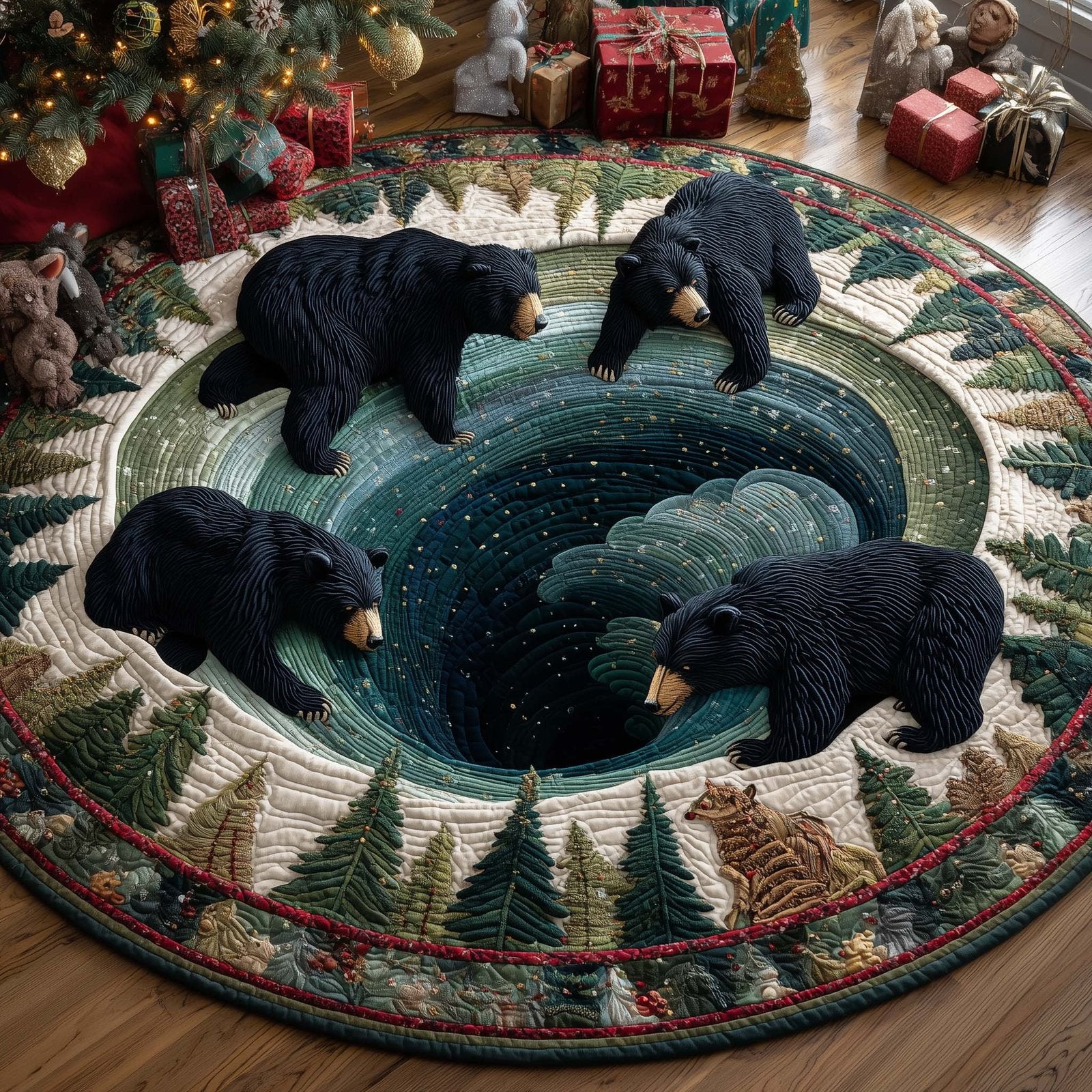 Mystic Bear Round Mat Rug - Cute Pet Design | Animal Printed Home Decor