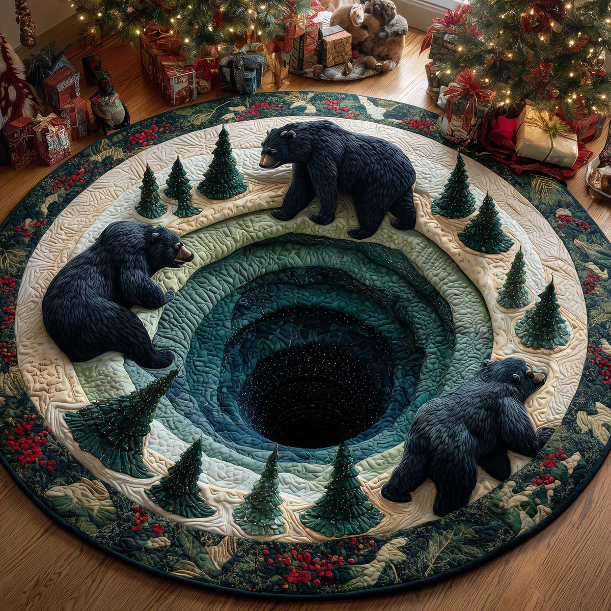 Mystic Bear Round Mat Rug - Cute Pet Design | Animal Printed Home Decor