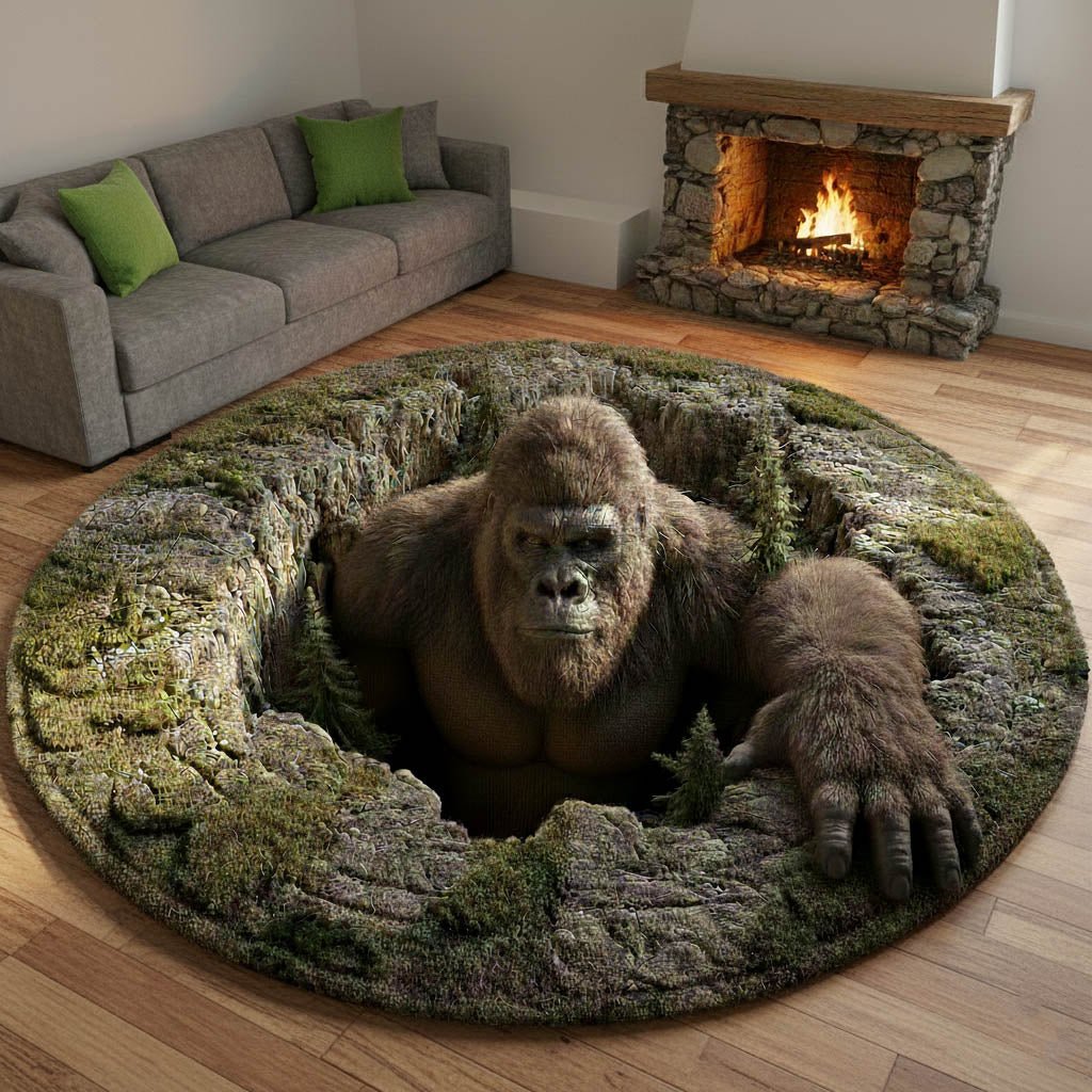 Mystic Bigfoot Round Mat Rug - Nature Design | Serene Home Decor