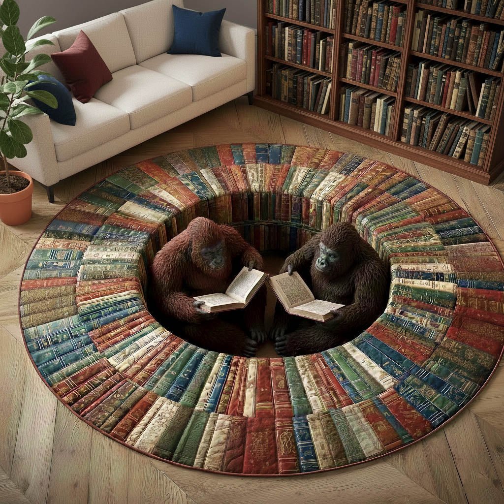 Mystic Bigfoot Round Mat Rug - washable non-slip printed rug