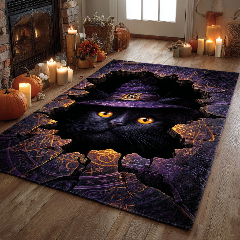 Mystic Black Cat area rug in a living room