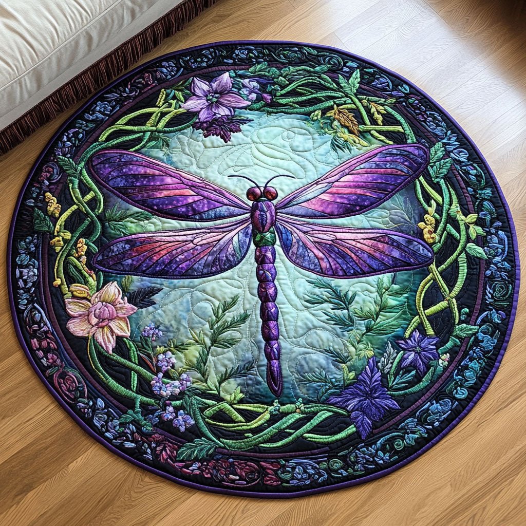 Mystic Bloom Round Mat Rug - washable non-slip printed rug