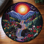 Mystic Cascade Round Mat Rug - washable non-slip printed rug