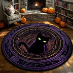 Mystic Cat Round Mat Rug - washable non-slip printed rug