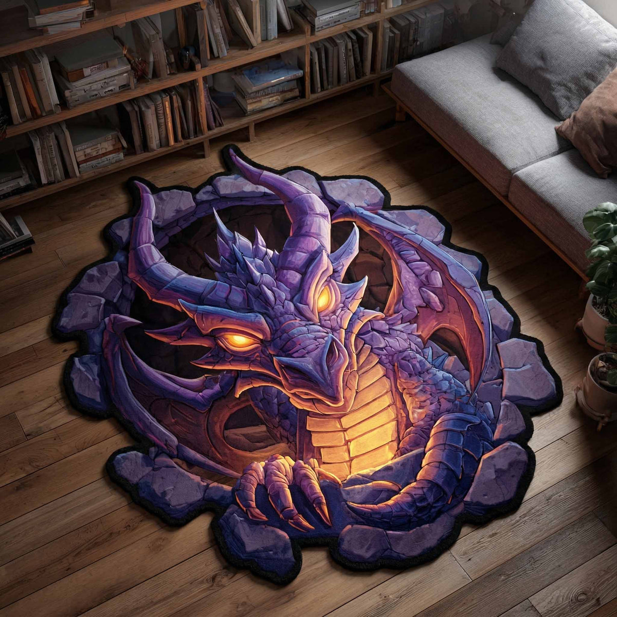 Mystic Coil Custom Shape Area Rug - Nature Design | Die-Cut Non-Slip Rug - washable non-slip printed rug