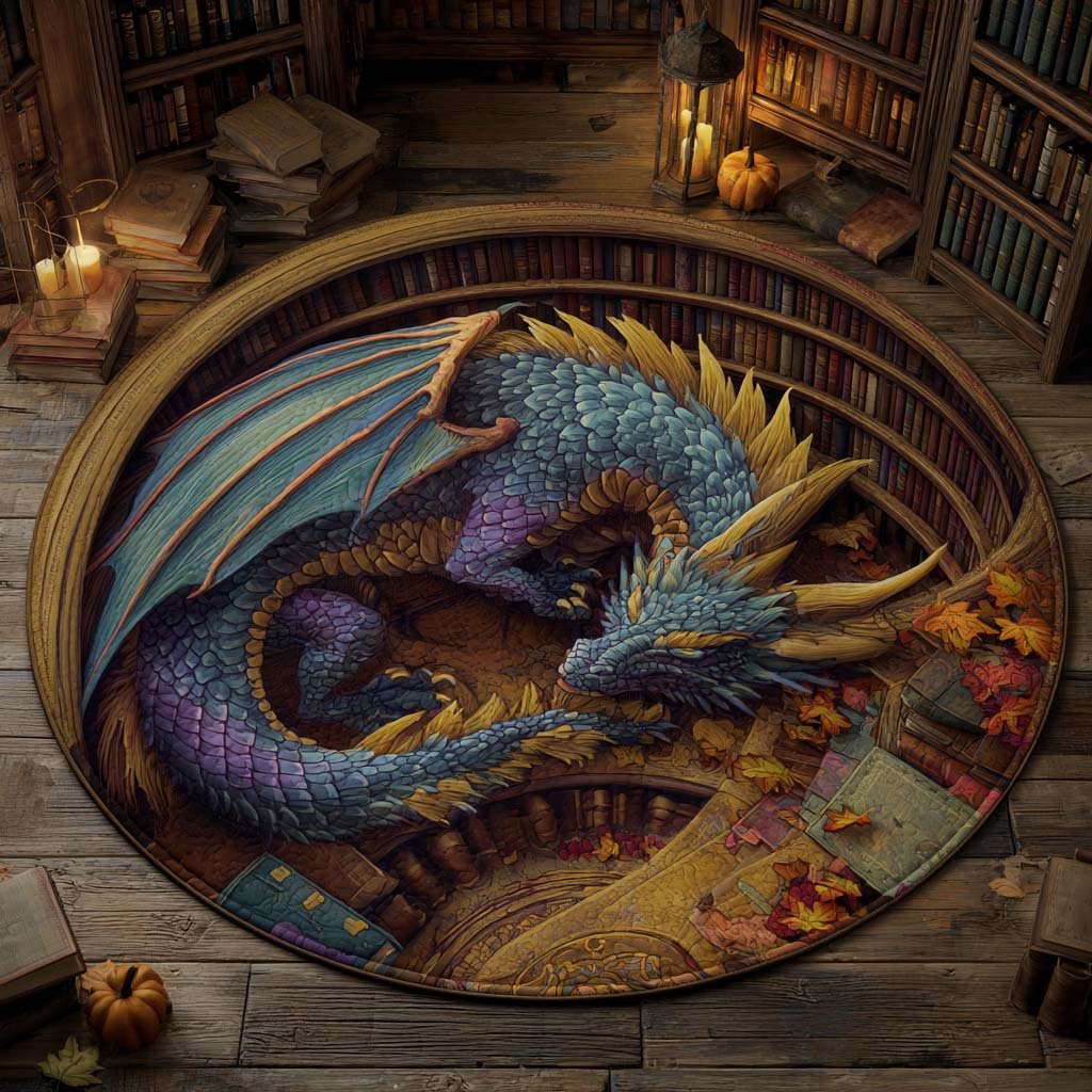 Mystic Coil Round Mat Rug - washable non-slip printed rug