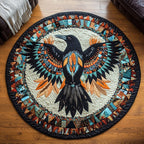 Mystic Crow Round Mat Rug - washable non-slip printed rug