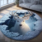 Mystic Deer Round Mat Rug - Nature Design | Serene Home Decor