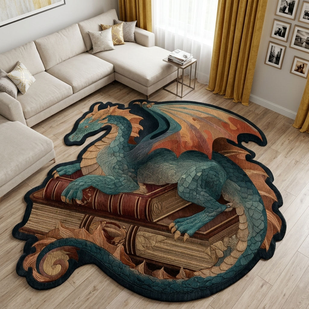 Mystic Dragon Custom Shape Area Rug - Cute Animal Design | Die-Cut Non-Slip Rug - washable non-slip printed rug