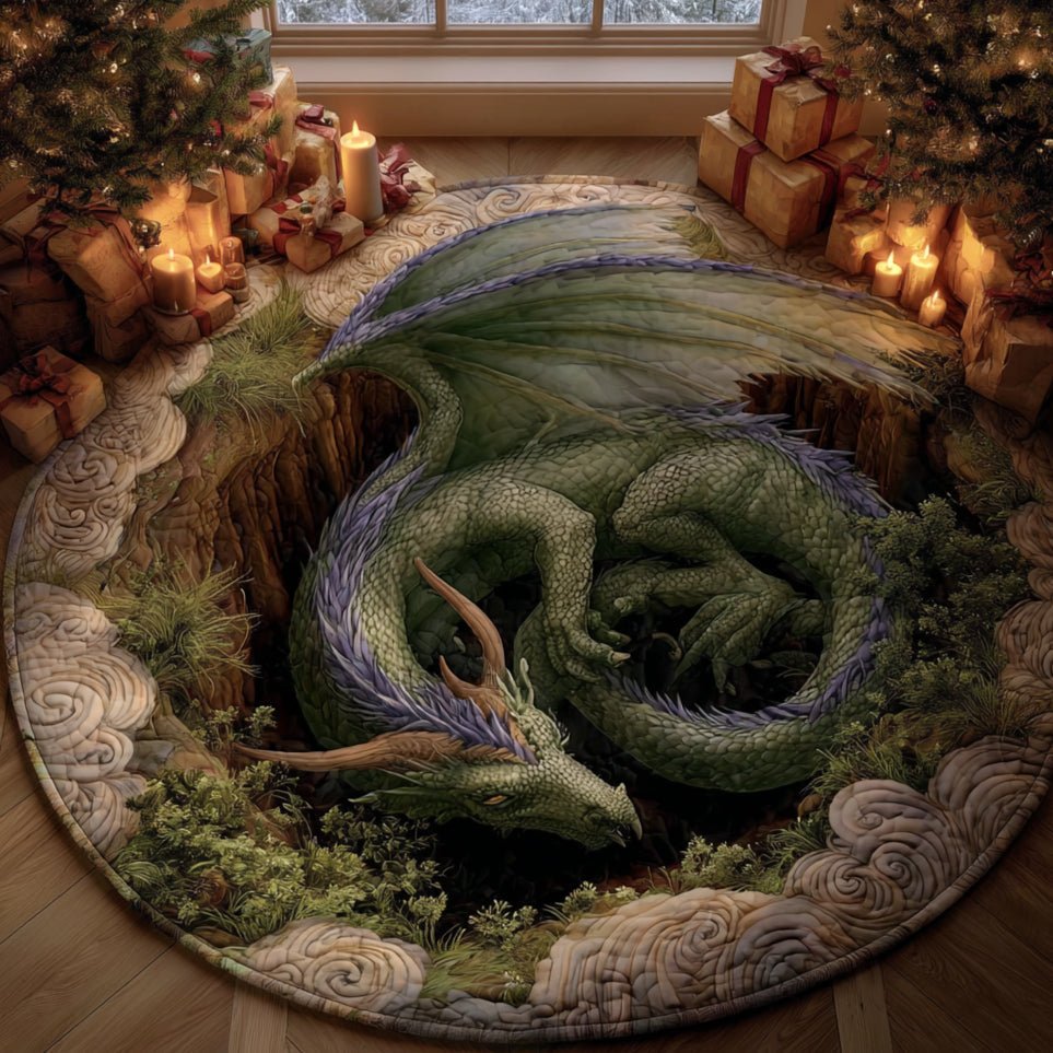 Mystic Dragon Descent Round Mat Rug - washable non-slip printed rug