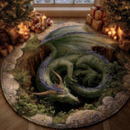 Mystic Dragon Descent Round Mat Rug - washable non-slip printed rug