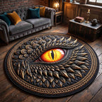 Mystic Dragon Eye Round Mat Rug - Cute Animal Design | Charming Home Decor - washable non-slip printed rug