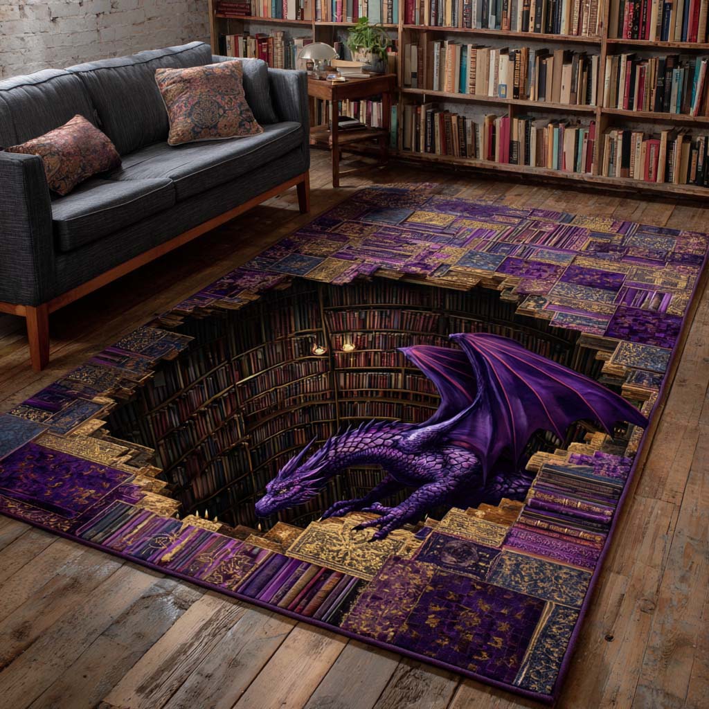 Mystic Dragon Library area rug in a living room