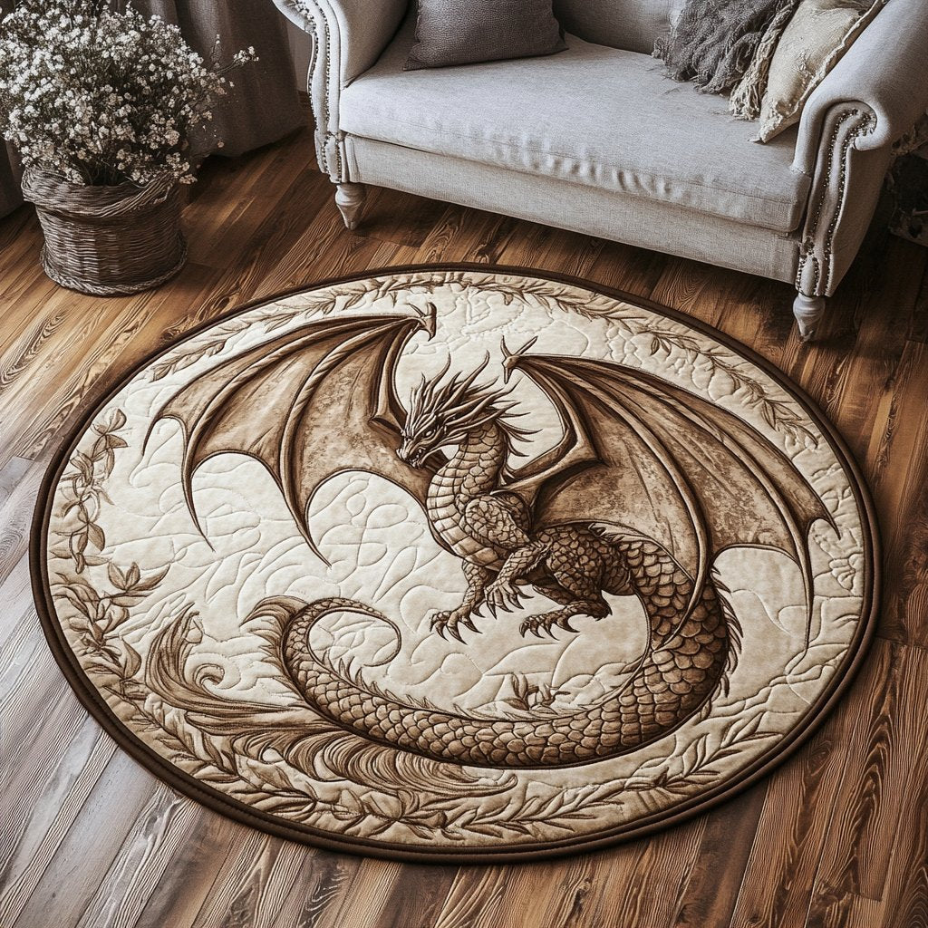 Mystic Dragon Round Mat Rug - Nature Design | Serene Home Decor