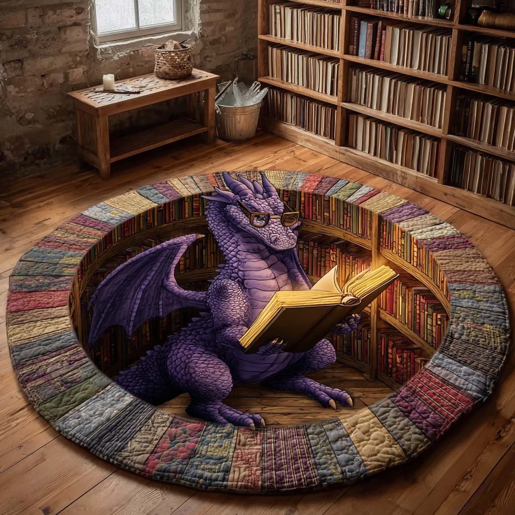 Mystic Dragon Reader Round Mat Rug - washable non-slip printed rug