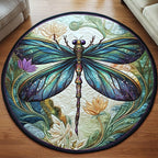 Mystic Dragonfly Round Mat Rug - washable non-slip printed rug