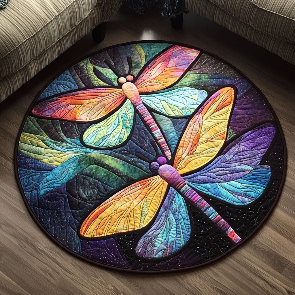 Mystic Duo Round Mat Rug - washable non-slip printed rug