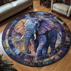 Mystic Elephant Round Mat Rug - washable non-slip printed rug