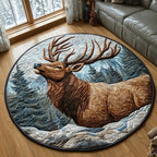 Mystic Elk Round Mat Rug - washable non-slip printed rug