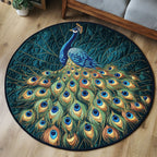 Mystic Feathers Round Mat Rug - washable non-slip printed rug