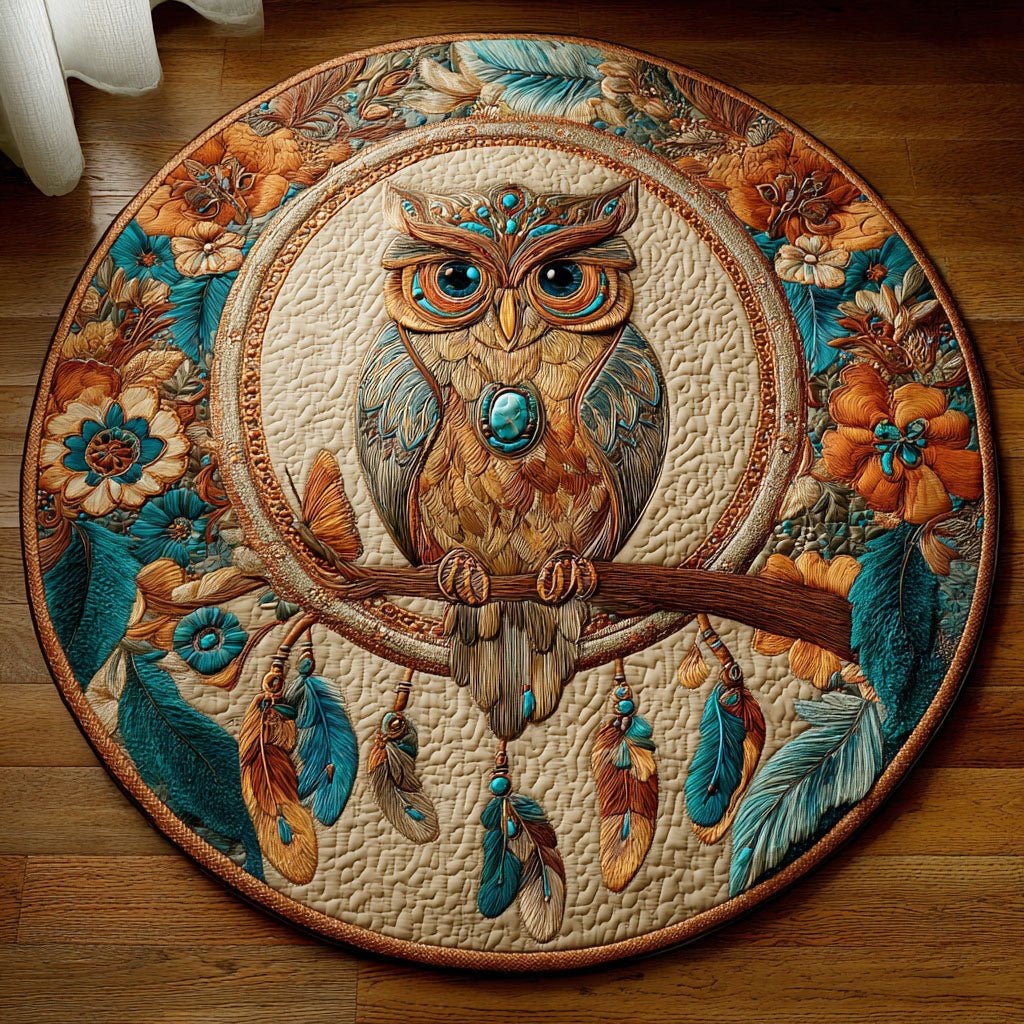 Mystic Feathers Round Mat Rug - Nature Design | Serene Home Decor
