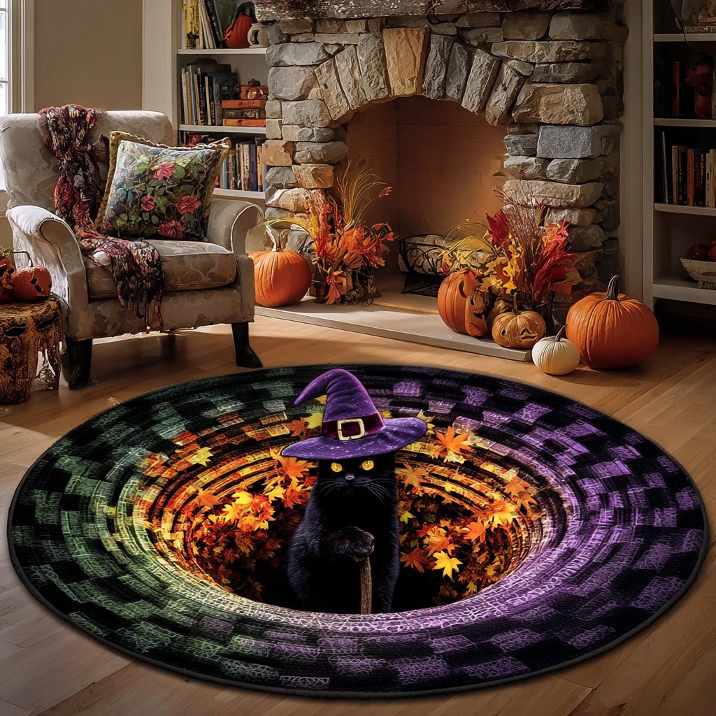 Mystic Glow Round Mat Rug - washable non-slip printed rug