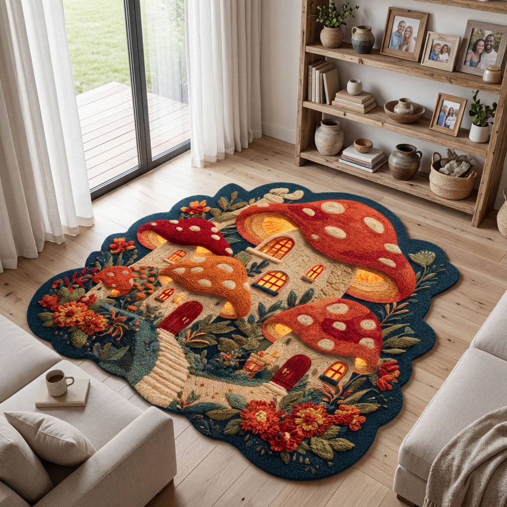 Mystic Grove Custom Shape Area Rug - Nature Design | Die-Cut Non-Slip Rug - washable non-slip printed rug