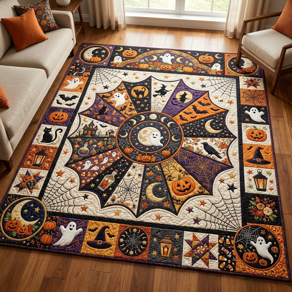 Mystic Halloween Patch area rug in a living room