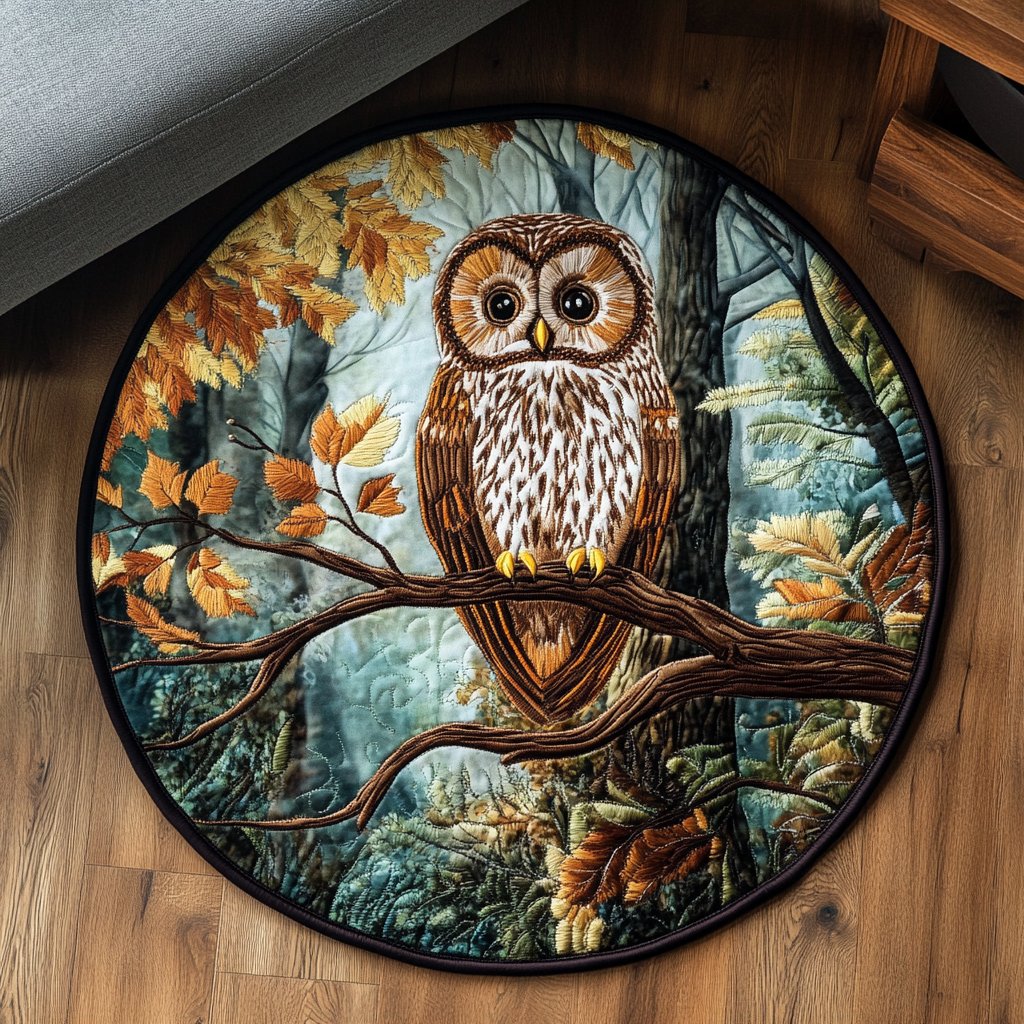 Mystic Hoot Round Mat Rug - Nature Design | Serene Home Decor