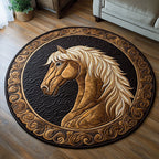 Mystic Horse Round Mat Rug - washable non-slip printed rug