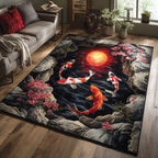 Mystic Koi area rug in a living room