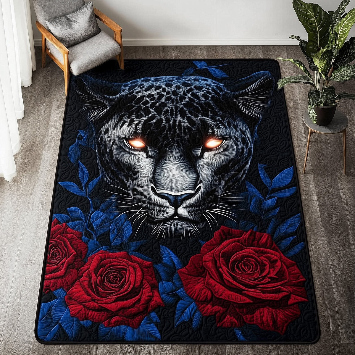 Mystic Leopard area rug in a living room