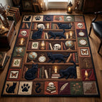 Mystic Library Cats area rug in a living room